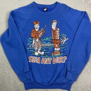 Vintage Hunting Sweatshirt Funny Cartoon Hunting "Seen any‎ Deer?" 90s Nature